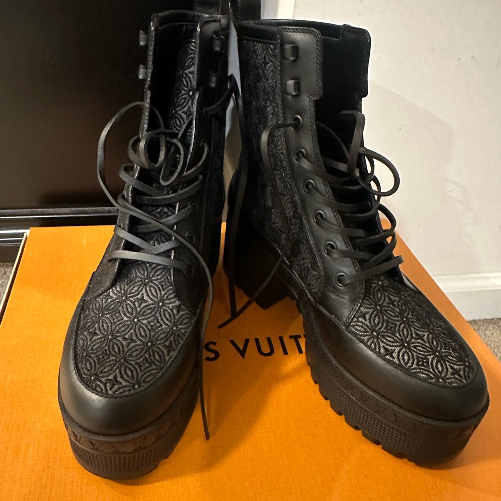 Black Louis Vuitton Women's Combat Boots